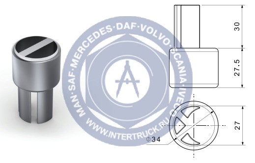 NEVPA. 1530206006 Адаптер трубы натяжки тента нижний под прорезь 34мм 153-02-06-006