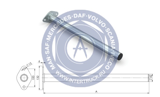 NEVPA. 1530213029 Труба крепления крыла D42 820мм 153-02-13-029