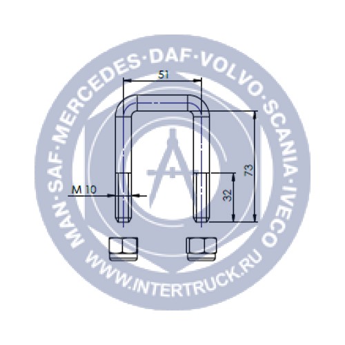 NEVPA. 1530222011 Скоба крепления груза в пол L 51, M 10, H 73 153-02-22-011