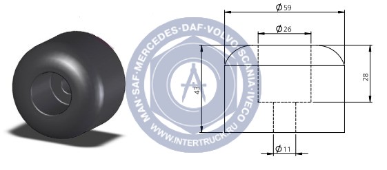 NEVPA. 1531201001 Отбойник круглый резиновый H 43mm D 59mm 153-12-01-001